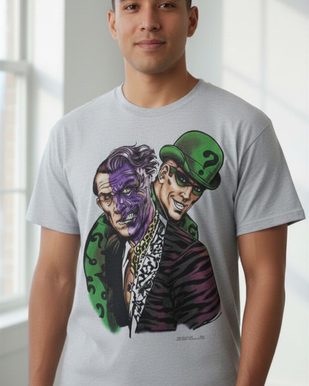 Batman Forever Riddler Jim Carrey & Two Face Vintage 1995 T-Shirt DC Comics RARE